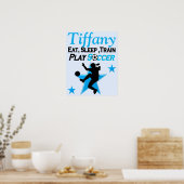  BLAUW GEPERSONALISEERD VOETBALSPELER POSTER (Keuken)