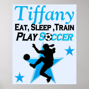  BLAUW GEPERSONALISEERD VOETBALSPELER POSTER