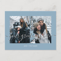 Blauw Gepersonaliseerde 2 foto's Universele Groete