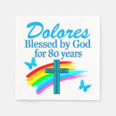  BLAUW GEPERSONALISEERDE 80E VERJAARDAG SERVETTEN (Voorkant)