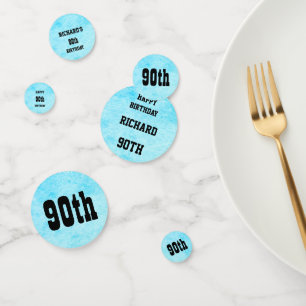 Blauw Gepersonaliseerde 90ste Verjaardag Confetti
