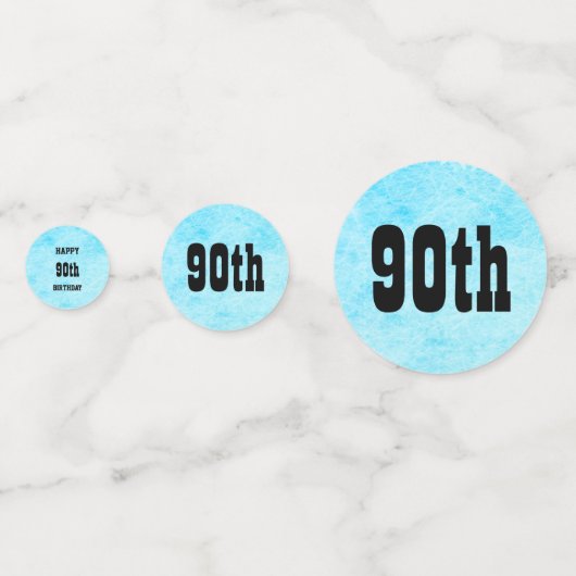 Blauw Gepersonaliseerde 90ste Verjaardag Confetti (Achterkanten)