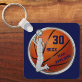 Blauw, Gepersonaliseerde Basketbal Sleutelhangers, Sleutelhanger (Voorkant)