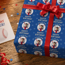 Blauw gepersonaliseerde honkbal verjaardagsfoto