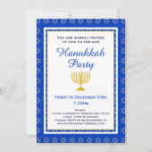 Blauw gepersonaliseerde Menorah HANUKKAH Party Kaart (Voorkant)