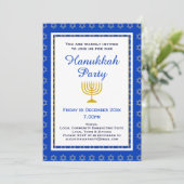 Blauw gepersonaliseerde Menorah HANUKKAH Party Kaart (Staand voorkant)