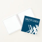 Blauw Gepersonaliseerde Moderne Stroken Schetsen Notitieboek (Binnen)