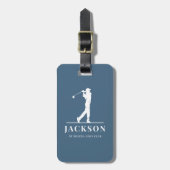 Blauw gepersonaliseerde Monogram Golfer Bagagelabel (Voorkant verticaal)