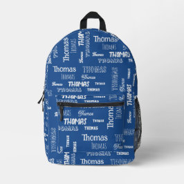 Blauw Gepersonaliseerde Naam Jongen Terug naar Sch Bedrukte Rugzak