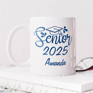 Blauw Gepersonaliseerde Naam Senior 2025 Koffiemok