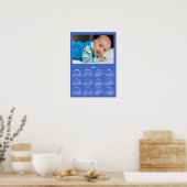 Blauw gepersonaliseerde poster jaarlijkse kalender (Keuken)