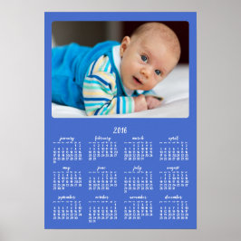 Blauw gepersonaliseerde poster jaarlijkse kalender