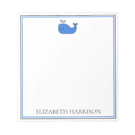 Blauw gepersonaliseerde Preppy Walvis Notitieblok