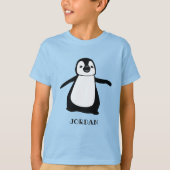 Blauw gepersonaliseerde schattige pinguïn illustra t-shirt (Voorkant)