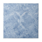 blauw geperst met witte was marmer-look tegeltje (Voorkant)