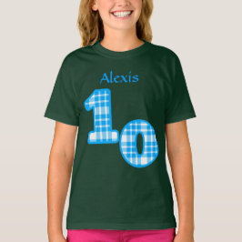 Blauw Geplakt 10e verjaardag Aangepaste naam 2 T-shirt