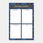 Blauw geplakt 4 rubrieken voor lijsten post-it® notes (Voorkant)