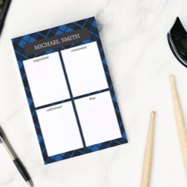 Blauw geplakt 4 rubrieken voor lijsten post-it® notes