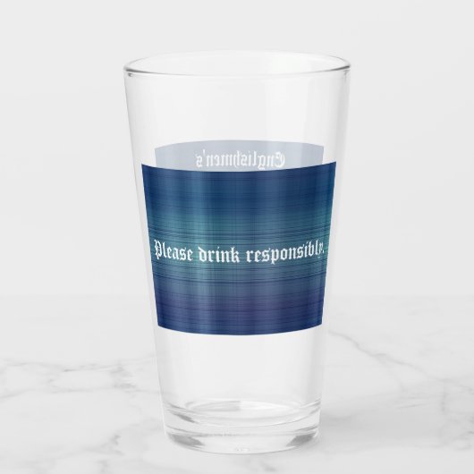 Blauw geplakt, aangepast Drink glas (Achterkant)
