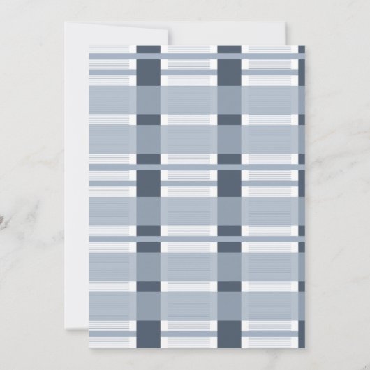 Blauw geplakt Baby shower Pattern Het is een jonge Kaart (Achterkant)