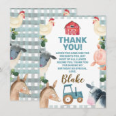 Blauw geplakt Boerderij en tractor Hartelijk dank Kaart (Voorkant / Achterkant)