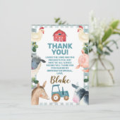 Blauw geplakt Boerderij en tractor Hartelijk dank Kaart (Staand voorkant)