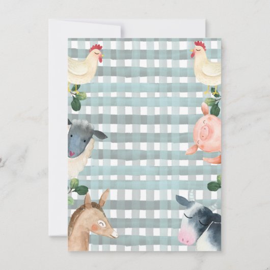 Blauw geplakt Boerderij en tractor Hartelijk dank Kaart (Achterkant)