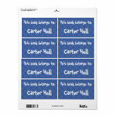 Blauw geplakt "Dit boek behoort tot" Etiket (Full Sheet)