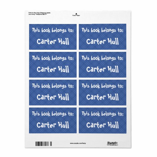 Blauw geplakt "Dit boek behoort tot" Etiket (Full Sheet)