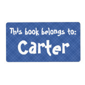 Blauw geplakt "Dit boek behoort tot" Etiket (Voorkant)