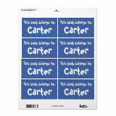 Blauw geplakt "Dit boek behoort tot" Etiket (Full Sheet)