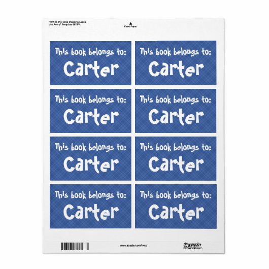 Blauw geplakt "Dit boek behoort tot" Etiket (Full Sheet)