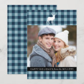 Blauw geplakt en wit hert | Vakantiefotokaart Feestdagenkaart (Voorkant / Achterkant)