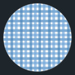 Blauw geplette Sticker/envelopzegel Ronde Sticker<br><div class="desc">Een klassieke blauwe plaid/geruite Sticker of Envelope Seal</div>