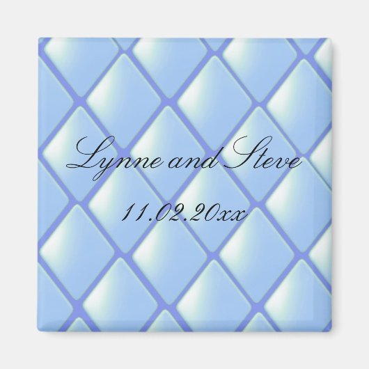 Blauw Gequilte Diamant Save the Date Magneet (Voorkant)