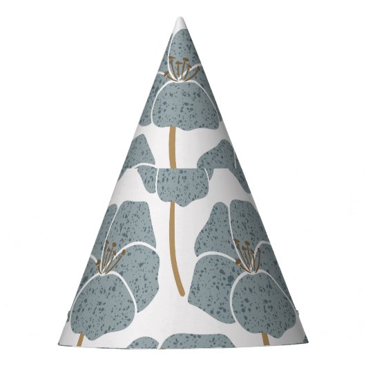 Blauw Geranium Bloemen Romantisch Patroon. Feesthoedjes (Voorkant)