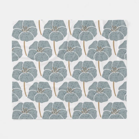 Blauw Geranium Bloemen Romantisch Patroon. Fleece Deken (Voorkant (Horizontaal))