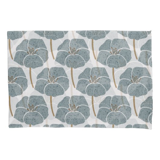 Blauw Geranium Bloemen Romantisch Patroon. Kussensloop (Voorkant)