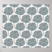 Blauw Geranium Bloemen Romantisch Patroon. Poster (Voorkant)