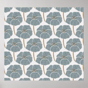 Blauw Geranium Bloemen Romantisch Patroon. Poster