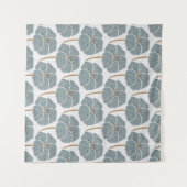 Blauw Geranium Bloemen Romantisch Patroon. Wandkleed (Voorkant (horizontaal))