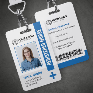Blauw geregistreerde verpleegster RN foto & barcod Badge