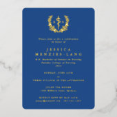 Blauw geregistreerde zuster Asclepius+Laurel Wreat Folie Uitnodiging (Voorkant)