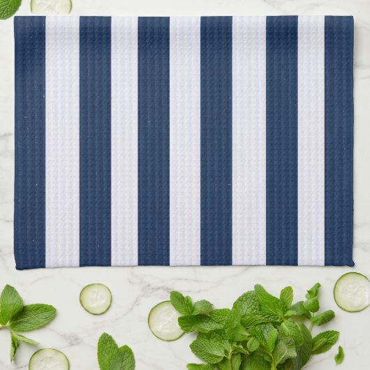 Blauw geribbeld strepenpatroon theedoek (Gevouwen)