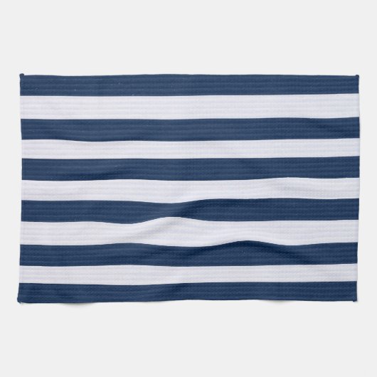 Blauw geribbeld strepenpatroon theedoek (Horizontaal)