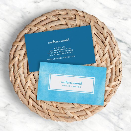 Blauw gerolde inkt trendy modern visitekaartje