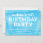 Blauw gerolde inkt voor elke verjaardagsuitnodigin kaart (Voorkant)