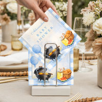 Blauw geruit Baby Q Baby Shower
