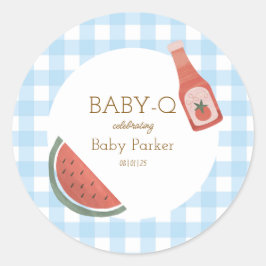 Blauw geruit Baby-Q Sticker