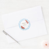 Blauw geruit Baby-Q Sticker (Envelop)